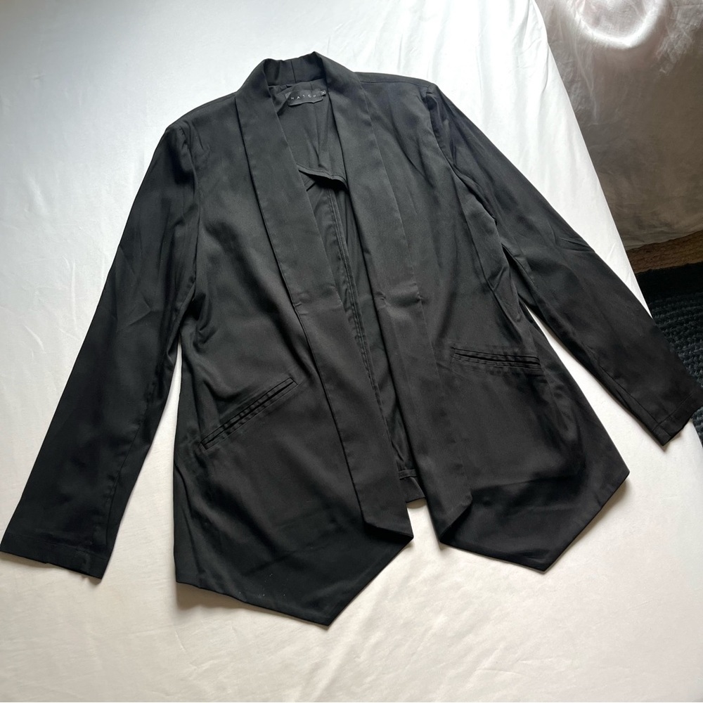 HATCH black buttonless long sleeve pointed hem blazer‎ jacket